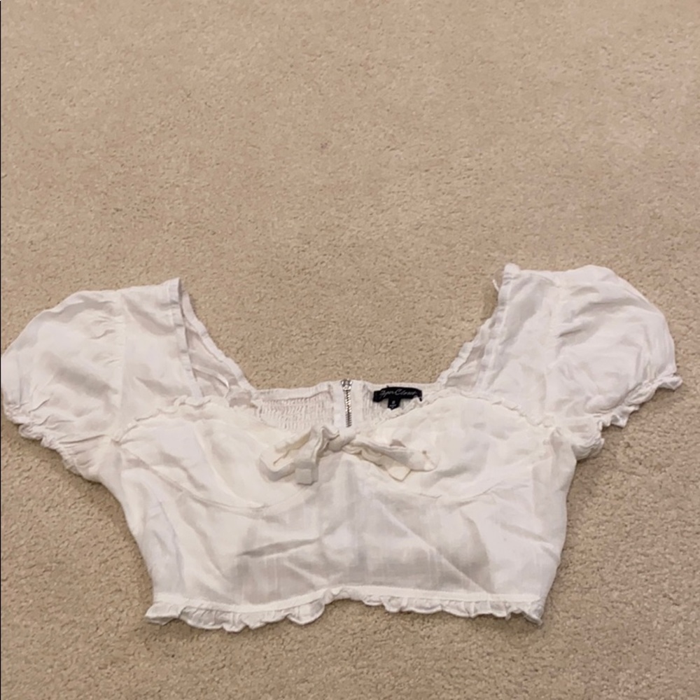 Verge Girl White Puff Sleeve Crop Top